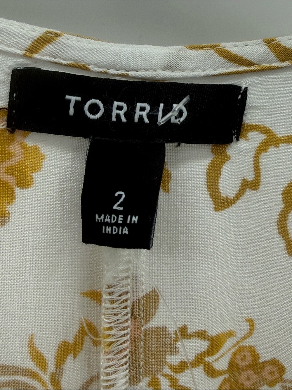 Chico’s Boho Floral Kimono Top Cream Gold Lace Trim Tie Waist Flowy Blouse Sz 2 - Picture 7 of 14